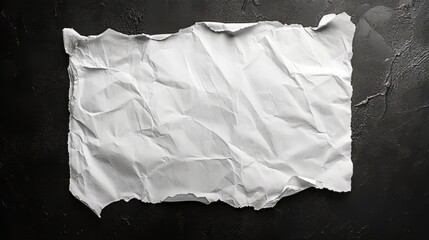 Obraz premium Crinkled white paper on dark surface