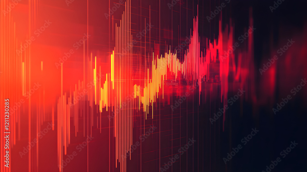 Poster dynamic sound wave visualization abstract background digital art vibrant colors close-up audio conce