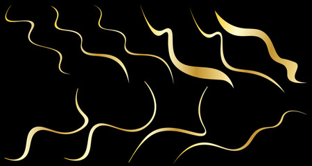 Wavy Fluid Golden Line Art