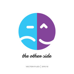 simple logo design silhouette filled of a sad and happy face is the opposite of each other
