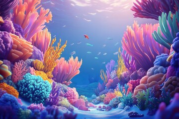Obraz premium Vibrant Coral Reef Ecosystem Underwater Scene