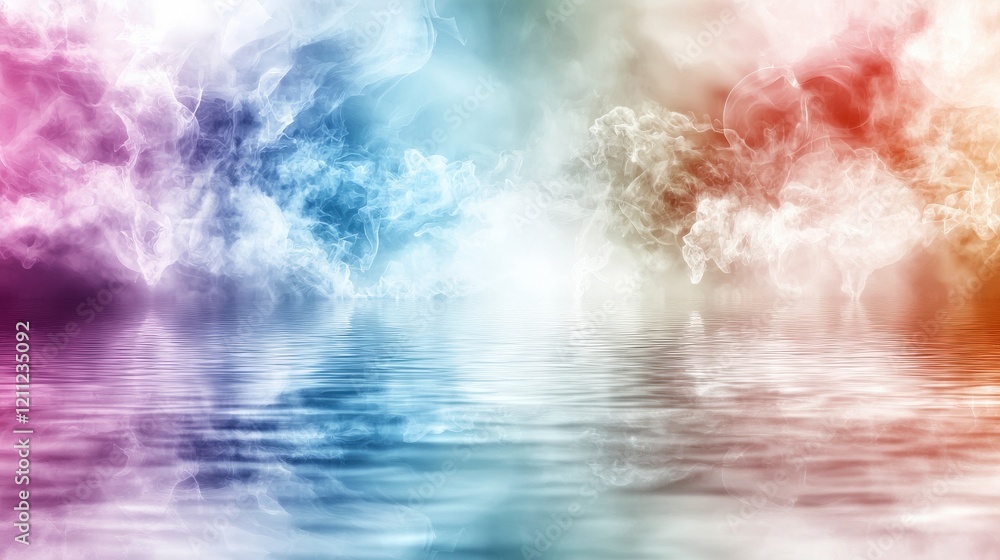 Aufkleber floating hues blending abstract serenity tranquil waters digital art colorful environment artistic v