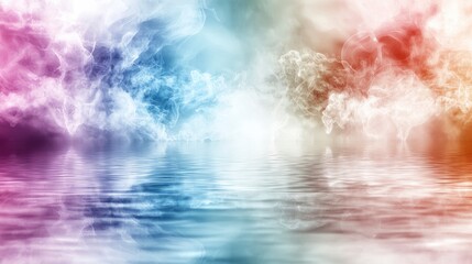 Obraz premium Floating hues blending abstract serenity tranquil waters digital art colorful environment artistic viewpoint