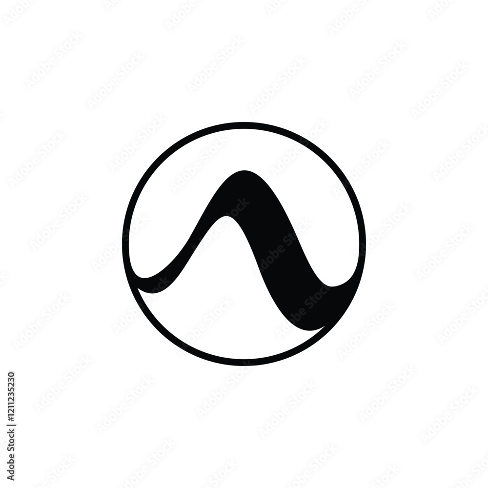 Poster simple logo design with the initials a in a wave shape inside a circle