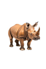 Fototapeta premium A rhinoceros standing proudly, isolate on white background, highlighting its impressive size and unique features. cutout png