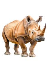 Fototapeta premium A rhinoceros standing proudly, isolate on white background, highlighting its impressive size and unique features. cutout png