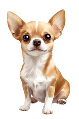 Obraz premium A flat style illustrated Chihuahua, isolate on white background, capturing its lively spirit and playful nature. cutout png