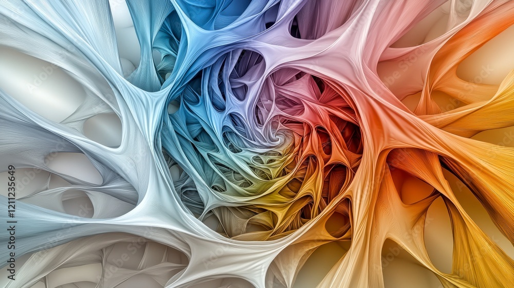Aufkleber Abstract paths of twisting lines and muted colors in a vibrant digital realm conceptual artistic design