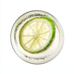 A sparkling prosecco cocktail with a twist of lime, light and bubbly, isolated white background