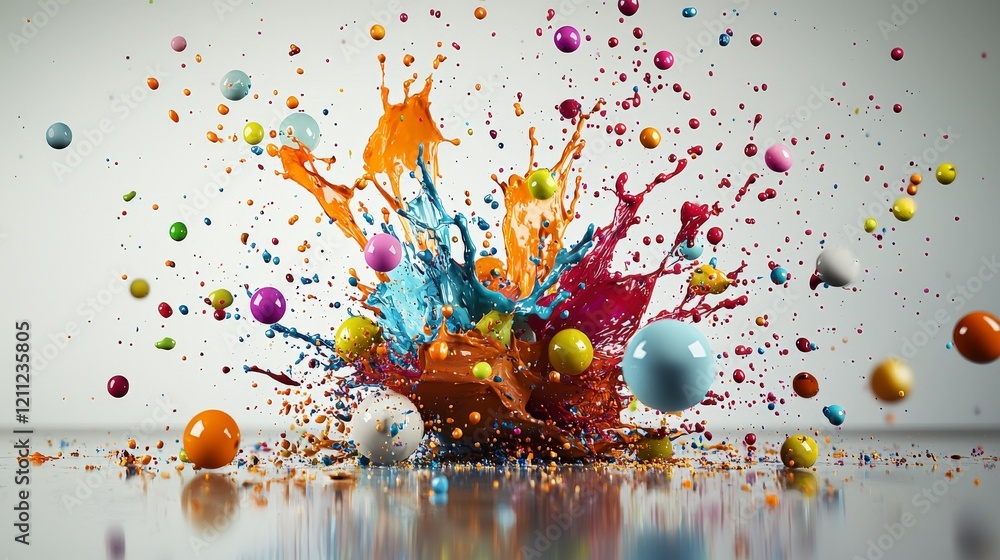 Poster vibrant color splash event studio setting abstract art bright environment close-up view creative exp