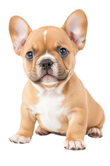Fototapeta premium A baby Bulldog, isolate on white background, with soft fur and an adorable expression, exuding cuteness. cutout png