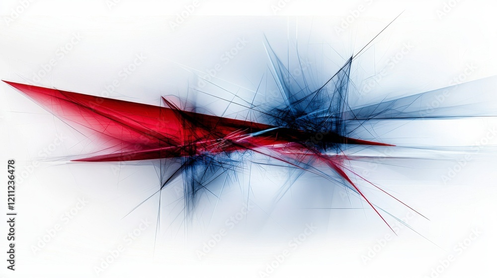 Aufkleber dynamic abstract composition of red and blue planes modern art gallery digital artwork minimalist ar