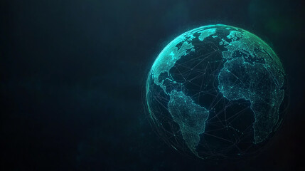 world globe with light blue connection lines convey network technology and economic growth of digital world