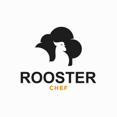 Obraz premium rooster chef simple logo in negative space