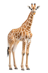 Obraz premium An elegant giraffe standing, isolate on white background, showcasing its unique features. cutout png