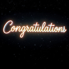 AI generative. Text greeting of congratulation with light glow effect on stars in the dark background. 1