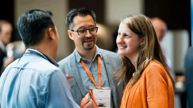 Engaging networking event with lively conversations and smiles
