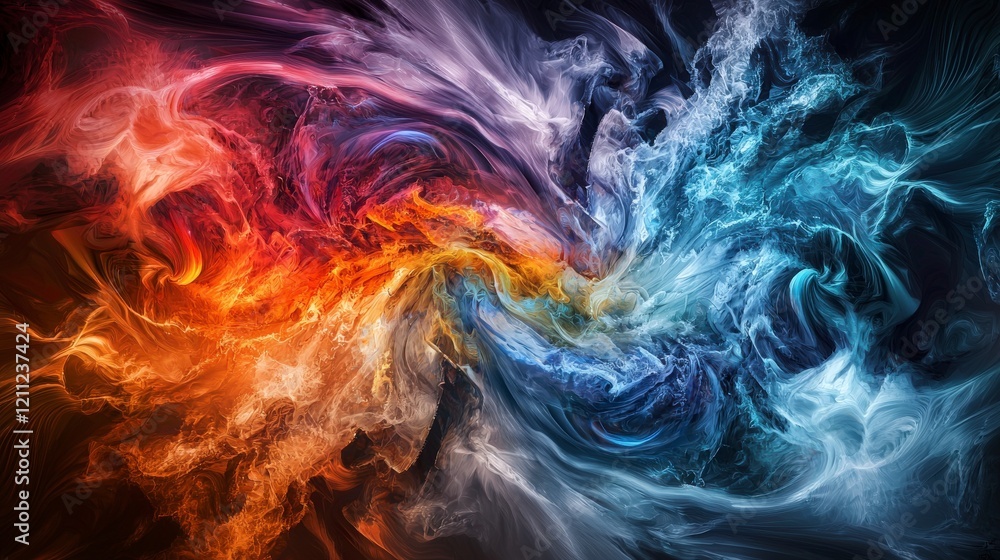 Poster dynamic swirling hues bursting with motion and vitality abstract art colorful energy digital art clo