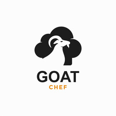 goat chef simple logo in negative space