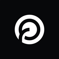 Fototapeta premium Simple logo with FP or FO initials in negative space inside a circle