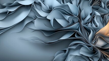 Softly unfolding flat gray planes symbolize resolution in abstract art digital artwork modern aesthetic close-up view