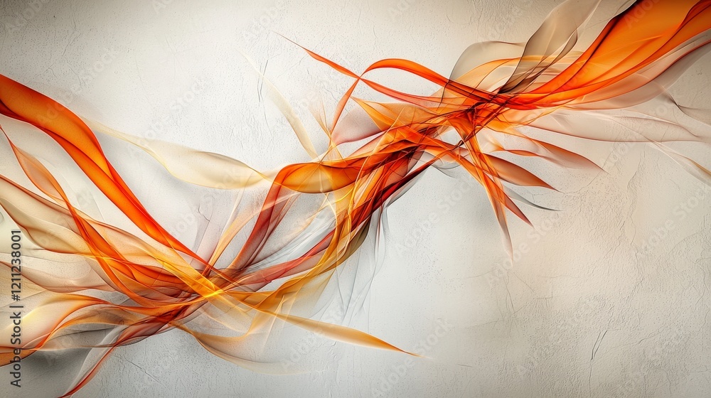 Aufkleber Dynamic flow of warm orange lines abstract art modern setting digital background aesthetic conceptual design