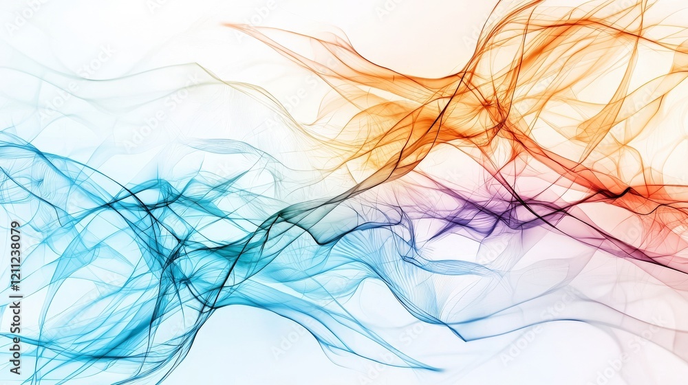Poster Intricate meandering lines overlapping in soft gradient abstract art digital design contemporary style artistic viewpoint