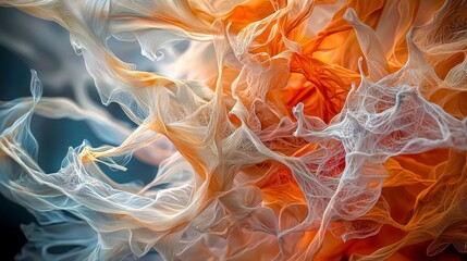 Intricate meandering lines overlapping in soft gradients abstract art digital creation ethereal atmosphere close-up view