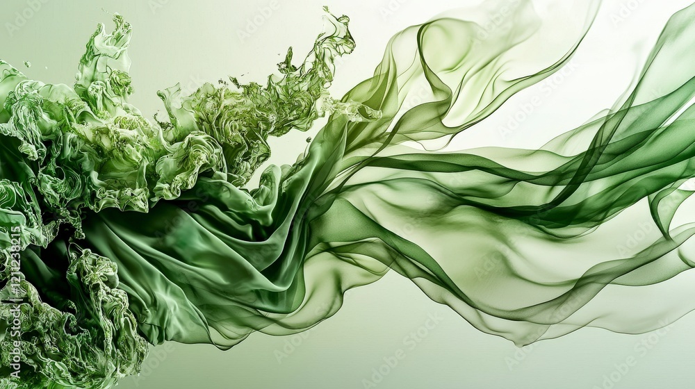 Poster fluid motion of light green shades abstract art digital canvas ethereal environment artistic viewpoi