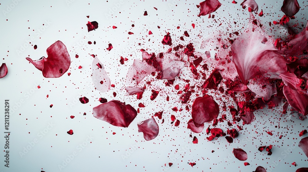 Poster minimalist red specks creating abstract art on a clean canvas indoor space digital artwork modern ae