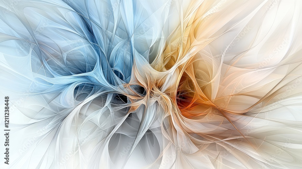 Leinwandbilder Abstract art displays negative spaces interwoven with muted tones in vibrant patterns digital creation minimalist design