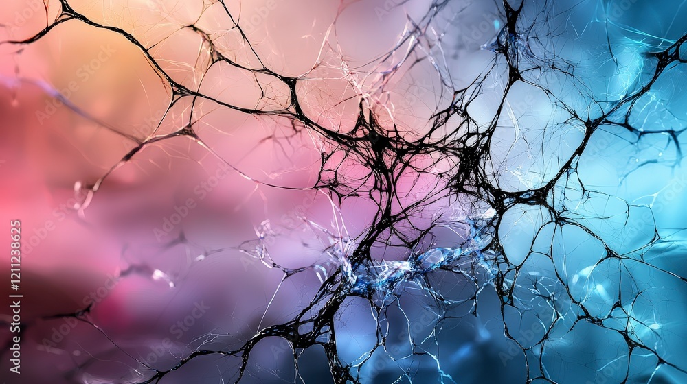 Poster Dynamic neural network visuals abstract art digital illustration vibrant colors close-up conceptual design for creativity