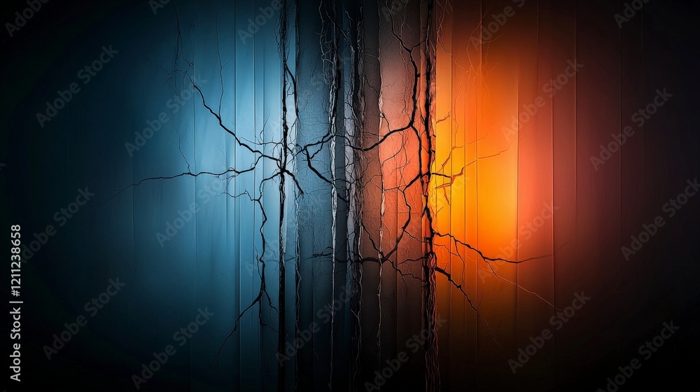 Poster Dynamic contrast of sharp black lines amidst soft color gradients digital art abstract environment creative viewpoint