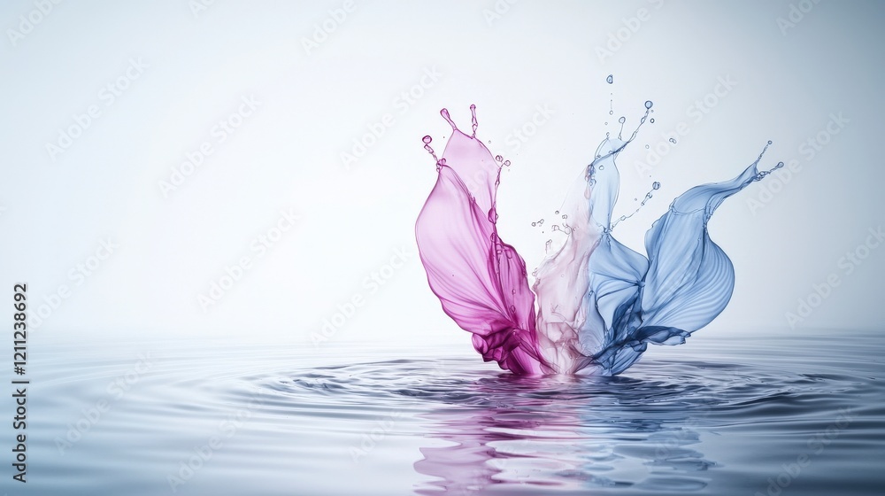 Poster colorful splashing water art artistic studio photography minimalist environment close-up soft gradie