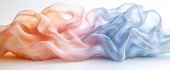 Abstract pastel fabric waves, flowing smoothly.