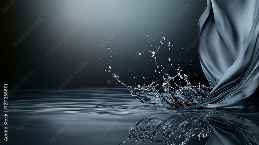 Aufkleber fluid motion of water and fabric serene environment abstract art tranquil atmosphere minimalist view