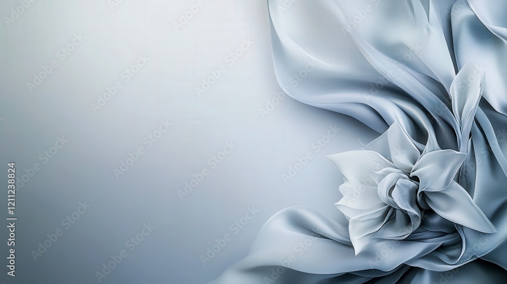 Aufkleber soft gray tones unfolding silk fabric minimalist background artistic design serene environment close