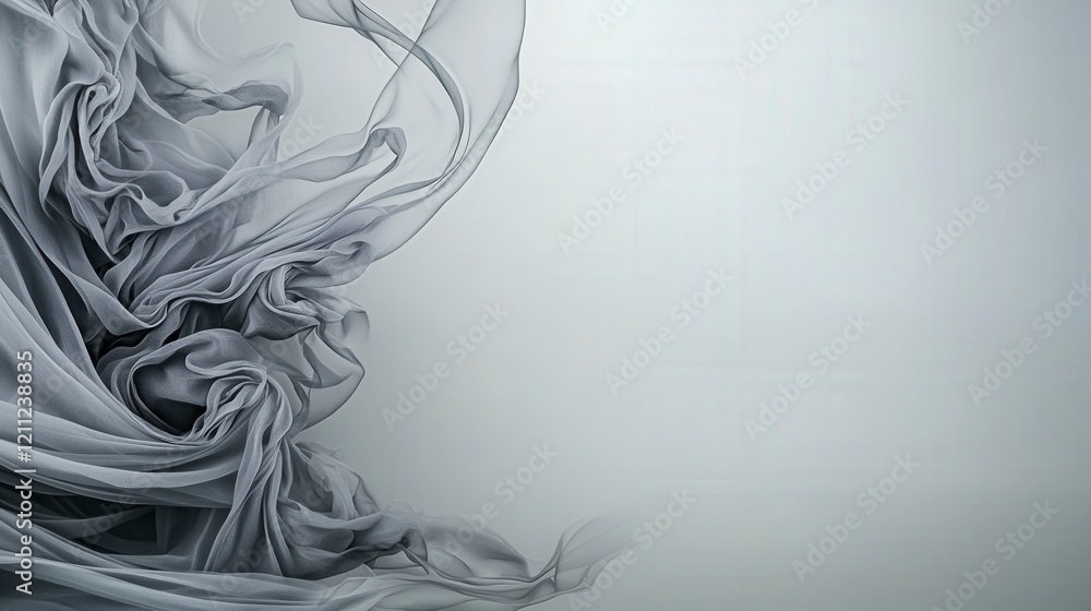 Poster soft gray tones unfolding across a minimalist background abstract art digital creation calm atmosphe