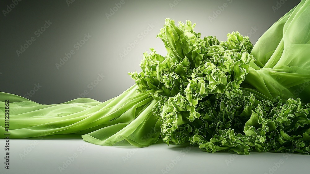Aufkleber soft green textures flowing across a neutral canvas studio setting artistic photography minimalist p