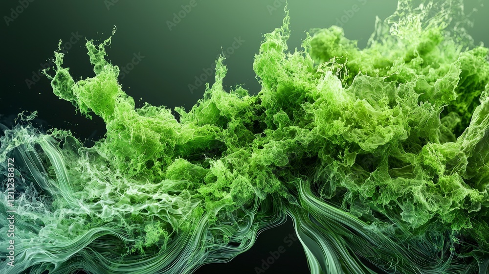 Poster soft green masses flowing across neutral canvas abstract art digital design minimalist environment a