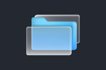 Modern documents and files vector trend icon in style of glassmorphism with gradient, blur and transparency. Glassmorphism paper document, paperwork sign, information storage.