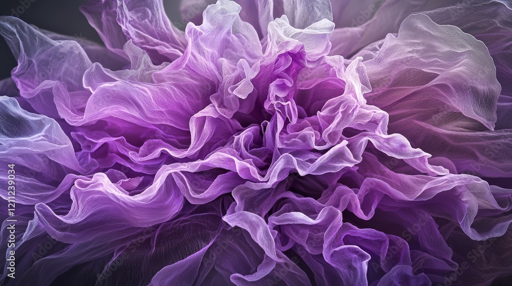 Aufkleber Gentle undulating patterns of soft violet tones in abstract art studio digital artwork serene environment close-up view