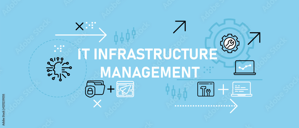 Poster it infrastructure management concept showcasing modern computing database networking system cybersec