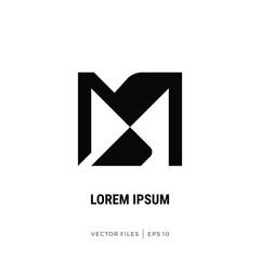 simple MS SM monogram initials design logo