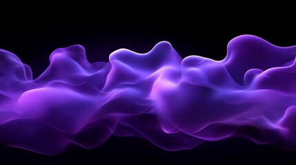 digital artwork featuring an abstract, flowing wave of purple smoke or mist against a black background, appears ethereal and translucent, with varying shades of purple 