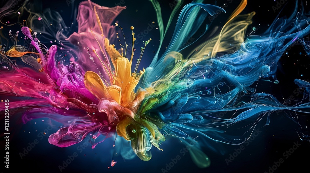Leinwandbilder dynamic color explosion artistic abstract design studio digital artwork dark background vivid visual