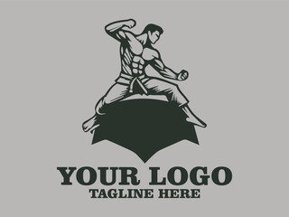 Man grappling in Brazilian jiu jitsu in circular design jiu-jitsu athletes fighting intensely minimalist art Jiu-Jitsu elegant movements dynamic action jiu-jitsu vector illustration