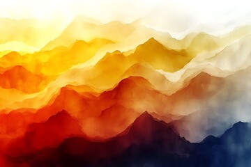 Abstract Warm Hues Mountain Range Landscape Artwork