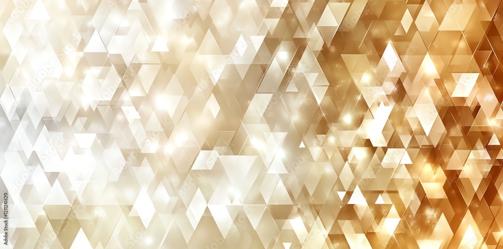 Poster golden triangular mosaic: a sparkling abstract background