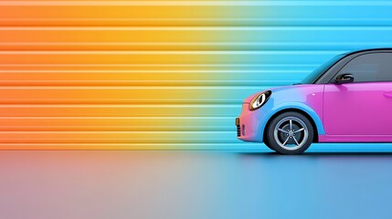 Vibrant Subcompact Car with Gradient Background: A Modern Automotive Illustration